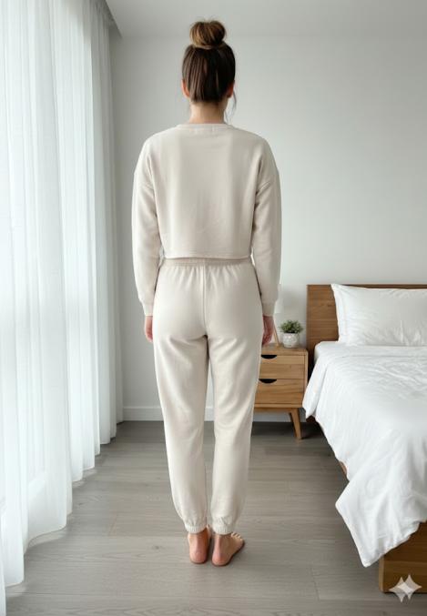 Pantaloni trening dama vatuiti interior,culoare crem,Engros